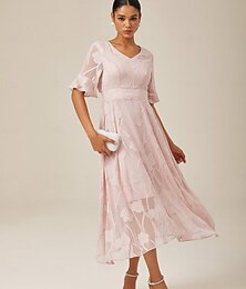 economico -Per donna Abito maxi Abito da Cocktail Abito da invitata a nozze Abito Semi-Formale Abito a trapezio Elegante Lavoro Compleanno Manica a Volant Ospite di nozze Cocktail party Serata Formale