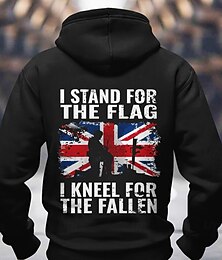economico -Felpa con Cappuccio Patriottica da Uomo Bandiera Britannia | 'Io Sostengo la Bandiera Mi Inchino ai Caduti' Ricordo del Soldato Grafica