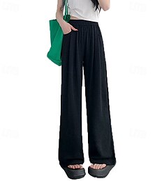 economico -nuovi pantaloni estivi a gamba larga, sottili, stile dritto, larghi e casual, adatti alle donne minute