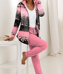 economico -Per donna Quotidiano Felpa con Cappuccio Manica Lunga Con Cappuccio Ombre Grafico A righe Cerniera Stampato Casuale Rosa Blu Viola Autunno Vestibilità regolare