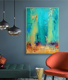 abordables -Peinture à l'huile faite à la main sur toile, décoration murale moderne abstraite verte pour la décoration intérieure, peinture roulée sans cadre non tendue