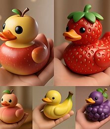 abordables -Figura de resina de pato de fruta, adorno colorido y bonito para estantes, artesanía creativa de animales para salpicadero de coche, escritorio de oficina, decoración del hogar, regalos novedosos