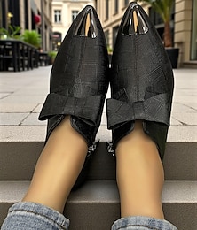 baratos -Botas femininas pretas texturizadas de salto bloco – botas curtas de bico fino com decoração de laço elegante, para uso casual e de escritório para outono e inverno