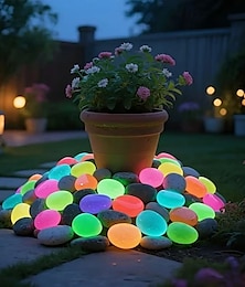 economico -Confezione da 30 ciottoli luminosi extra large, diametro 1,77 pollici, pietre decorative per giardino e paesaggio, rocce luminose per acquario, pietre luminose notturne stellate per decorazioni