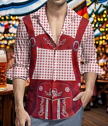 preiswerte -Bayerisch München Deutsch Hawaii-Hemden Aloha-Hemd Bier Lederhosen-Print Grafik für Herren Erwachsene 3D-Druck  für Karneval Oktoberfestbier Urlaub Party