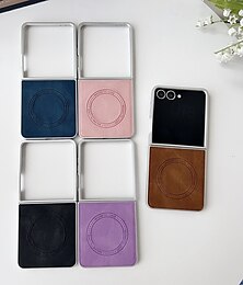 abordables -teléfono Funda Para Samsung galaxia Z Flip 7 Z Flip 6 Z Flip 5 Z Flip 4 Z Flip 3 Funda Trasera Magnética Antigolpes Retro TPU Cuero de PU