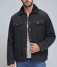billiga -Herr Vinterjacka Manchesterjacka Fleece-jacka Vardaglig jacka Semester Dagligen Håller värmen Ficka Fleece Höst Vinter Slät Mode Streetwear Kavajslag Normal Svart Marinblå Brun Grön Mörkgrå Jacka