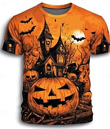 preiswerte -Halloween Herren Kürbis 3D T Shirt Kurzarm T-Shirt 3D-Druck Rundhalsausschnitt Hemd Übertrieben Designer Horror Party Straße Lässig Orange 3 Orange Orange 2 Sommer Frühling Herbst Bekleidung S M L XL