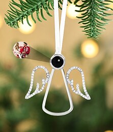 abordables -Ornement de projection d'ange photo personnalisé de Noël, cadeau commémoratif personnalisé, breloque pour arbre de Noël, décoration suspendue, cadeau de Noël pour elle/lui/famille