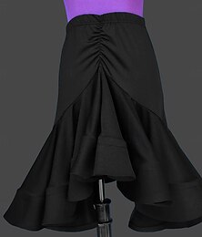 abordables -Danse Latine Jupes Couleur unie Épissage Femmes Performance Entraînement Haut Spandex