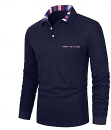 Недорогие -Муж. Футболка-поло Рубашка для гольфа Повседневные Праздники Классика Длинный рукав Мода Классический Полотняное плетение Быстровысыхающий Лето Стандартный