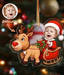 economico -Foto personalizzate di addobbi natalizi in acrilico 2D, decorazioni per l'albero di Natale con viso di bambino personalizzato, decorazioni natalizie pendenti, regali