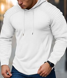 baratos -Homens Moletom Preto Branco Cáqui Cinzento Com Capuz Tecido Textura Legal Casual Inverno Todas as Estações Roupa Moletons Moletons