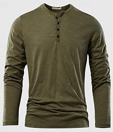 olcso -Férfi Henley ing Tee Top Bambusz póló Hosszú ujj Sima Egyszínű Divat Dizájn Alap Begombol Henley Vakáció Utca Hétköznapi Tavasz & Ősz Fekete Fehér Burgundi vörös Henley póló