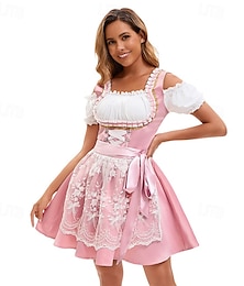 economico -Oktoberfest Allacciato Vestito Dirndl Cameriera Bavarese Tedesco Monaco di Baviera Prati Per donna Carnevale Feste Festa della birra Panno in stile tradizionale