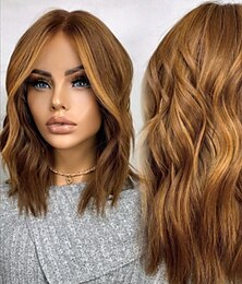 economico -Capelli umani Remy 5x5 Chiusura 13x4 Fronte in Pizzo Parrucca Caschetto corto Capelli brasiliani Ondulato Multicolore Parrucca 150% 180% Densità dei capelli con Capelli di Bambino Capelli Evidenziati
