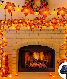 abordables -Guirlande lumineuse solaire d'Halloween en forme de citrouille et de feuille d'érable, 6,5 m, 30 LED, étanche, pour jardin, Thanksgiving, Halloween, fête, maison, balcon, terrasse, cour, porche,