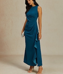 levne -Dámské Maxi šaty Plášťové šaty Elegantní Večírek Semiformální šaty Svatební host Koktejlový večírek Pevná barva Bez rukávů Tričkový Úzký výstřih Inkoustová modř Léto Jaro Podzim