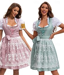 economico -Oktoberfest Vestito Dirndl Cameriera Bavarese Tedesco Monaco di Baviera Prati Per donna Carnevale Feste Festa della birra Panno in stile tradizionale