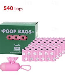 ieftine -Sac nou, ecologic, reciclabil, pentru excremente de câine, geantă portabilă de depozitare cu clemă hands-free, sac pentru deșeuri de animale, 36 de role