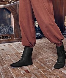 abordables -Medieval Renacimiento Zapatos Botas hasta la rodilla Botas planas de jazz Pirata Vikingo Cruzado Hombre Celta Pirata Víspera de Todos los Santos Mascarada Fiesta y Noche LARP Feria Ren Adulto Zapatos