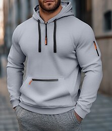 economico -Per uomo Felpa con zip Tattico Rosso bordeaux Nero Bianco Blu marino Blu Con Cappuccio Semplice Con zip Tasca Frontale Sport & Outdoor Casuale Quotidiano Streetwear Cool Abbigliamento Sportivo