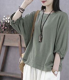 economico -Per donna Maglietta Top estivi Semplice Moda Moderno Mezza Manica Manica a pipistrello Girocollo Top Regolari Quotidiano Nero Verde Rosa Estate