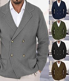 preiswerte -Herren Pullover Strickjacke Gerippt Stricken Normale Oberteile Gestrickt Einfach Fallendes Revers Moderne zeitgenössische Smart Casual Büro Lässig Bekleidung Frühling & Herbst Schwarz Dunkelblau S M L