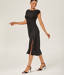 economico -abito in maglia con spalle scoperte e glitter nero