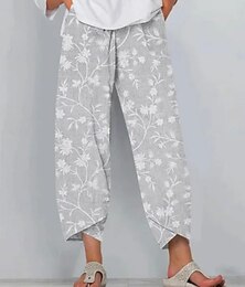 abordables -Femmes Chinos Pantalons Actif Décontracté Quotidien Long Taille haute Fleuri Avec Poches Taille Élastique Impression Respirabilité Doux Micro-Élastique Vacances Rue Tenue quotidienne Bleu Violet Vert