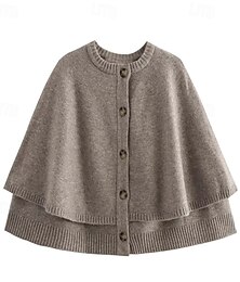 economico -Per donna A mantellina Moda Casual Morbido Colore Puro A Coste Girocollo Bottoni Lavorato a maglia Manica Lunga Top Regolari Maglia All'aperto Quotidiano Weekend Nero Bianco Autunno Inverno