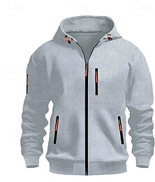 economico -Per uomo Felpa con cappuccio Felpa con cappuccio a zip intera Nero Bianco Vino Blu marino Blu Reale Con Cappuccio Semplice Con zip Tasca Sport & Outdoor Quotidiano Ferie Poliestere Streetwear