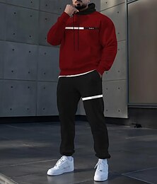 abordables -Hombre Bloque de color 2 piezas Conjuntos de sudaderas 3D Chándal Sudadera con capucha Manga Larga Pantalones largos Con Capucha Deportivo Casual / Diario Ropa Deportiva Impresión 3D Primavera Otoño