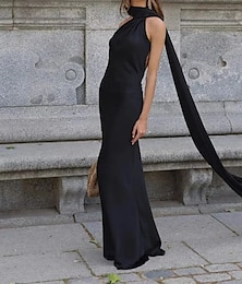 ieftine -Pentru femei Rochie Lunga Rochie Maxi Rochie de bal Rochie de petrecere Modă Modern Petrecere Ocazie specială Serată Fit regulat Simplu Fără manșon Pe Umăr Negru Vară