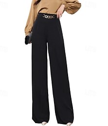 economico -Per donna Gamba larga Pantaloni Pantaloni Palazzo Moda Streetwear Lunghezza intera Vita Alta Semplice Traspirabilità Confortevole Micro-elastico Streetwear Abbigliamento quotidiano Uscire Nero Bianco