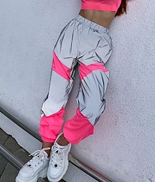 economico -Per donna Pantaloni Cargo Pantaloni Eleganti Streetwear Casual Lunghezza intera Naturale Blocco di colori Patchwork Elastico in vita Confortevole Streetwear Weekend Rosso arancione Rosa Blu Verde
