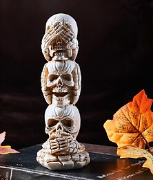 levne -Halloweenské dekorace „Nevidím zlo, neslyším zlo, nemluvím zlo“, moderní skládané pryskyřičné kosterní sochy pro dekorace domů, barů a halloweenských párty.