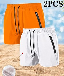 olcso -Férfi Úszónadrágok Deszkás short Sima Gyors szárítás Légáteresztő Rugalmas derék Zsinór Vakáció Tengerpart Hawaii Alkalmi Fehér + narancs Fekete+Szürke