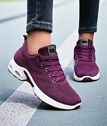 preiswerte -Lila Flyknit-Laufschuhe für Damen – leichte, atmungsaktive Sport-Sneaker fürs Fitnessstudio, Joggen, Spazierengehen und die alltägliche Freizeitkleidung