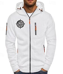 economico -Per uomo Felpa con cappuccio Felpa con cappuccio a zip intera Nero Bianco Blu marino Grigio chiaro Grigio scuro Con Cappuccio Stampa Con zip Patchwork Sport & Outdoor Quotidiano Ferie Poliestere