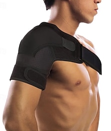 abordables -Soporte de hombro ajustable, manga de compresión, protector de hombro deportivo SBR negro con correas, previene lesiones, ofrece estabilidad y comodidad para entrenamientos y recuperación.