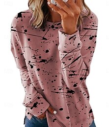 economico -Per donna Blusa Graffiti Tropicale Elegante Casual Manica Lunga Girocollo Top Regolari Quotidiano Stampato Bianco Rosa Vino Verde militare Grigio chiaro Estate Primavera Autunno