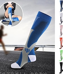 お買い得  -3足セット 快適で通気性のあるコンプレッションソックス ナイロンコンプレッションソックス レディース、春夏ランニングカーフソックス、ヨガやフィットネス用の伸縮性のあるロングチューブスポーツソックス