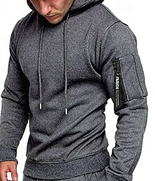 economico -Per uomo Felpa con cappuccio Nero Grigio Con Cappuccio Semplice Coulisse Sport & Outdoor Quotidiano Ferie Poliestere Streetwear Essenziale Casual Primavera Autunno Abbigliamento Felpe con cappuccio