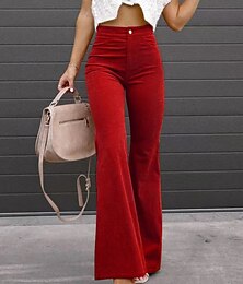 economico -Per donna Pantaloni a Zampa Chinos Moda Streetwear Lunghezza intera Vita Alta Semplice Taglio alto Comodità All'aperto Micro-elastico Ufficio Streetwear Quotidiano Nero Vino Arancione Blu scuro
