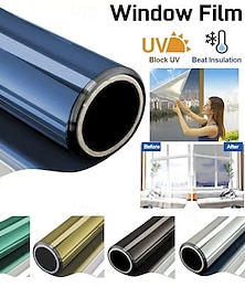 levne -Reflexní okenní fólie s UV filtrem, blokující slunce, samolepka na tepelné izolační sklo, jednostranné tónování zrcadla, neprůhledná sluneční clona proti vykukování, 60 x 100 cm / 23,6 palce x 3,3