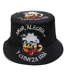 economico -Per uomo Cappello a secchiello Cappello dell'Oktoberfest Nero Poliestere Stampato Moda Casual Streetwear Quotidiano Birra Protezione solare Traspirante