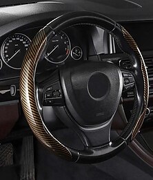 olcso -Univerzális lézeres szénszálas mintázatú kormánykerék-borítás Stílusos csúszásgátló puha markolatú védőburkolat autó belső dekorációjához Kényelmes vezetési kiegészítő