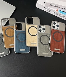 olcso -telefon Ügy Kompatibilitás iPhone 16 15 14 Pro Max Plus iPhone 13 Pro Max Fekete tok Mágneses Ütésálló Fa mintázat PC