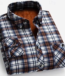 preiswerte -Herren Freizeithemd Flanellhemd Kariertes Hemd Knopfhemd Gelb Rote Blau Langarm Karo Revers Urlaub Alltagstauglich Button-Down Bekleidung Polyester Mode Lässig Bequem